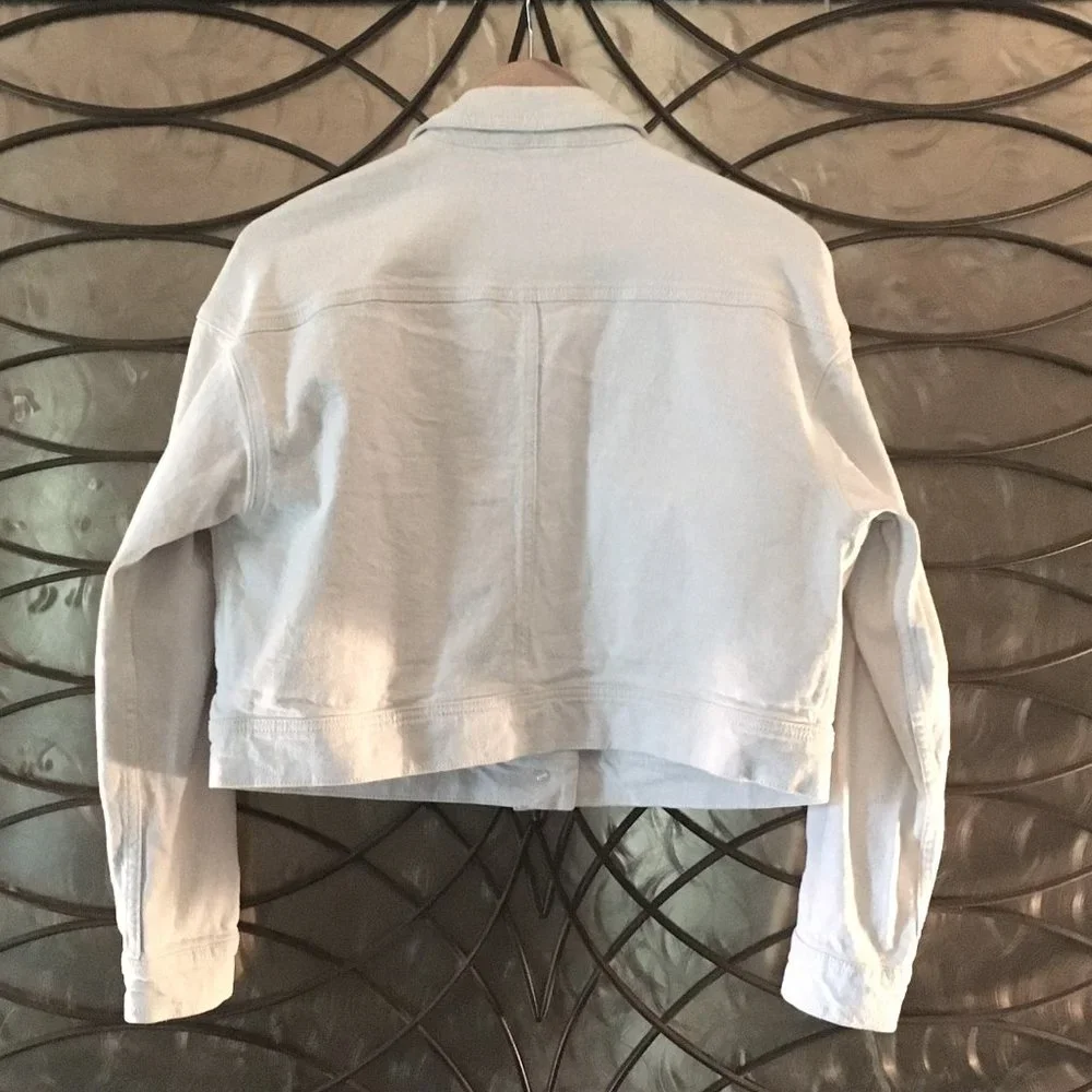Joe Fresh Off-White Cotton Denim Cropped Jacket M | Oversized - Picture 2 of 10